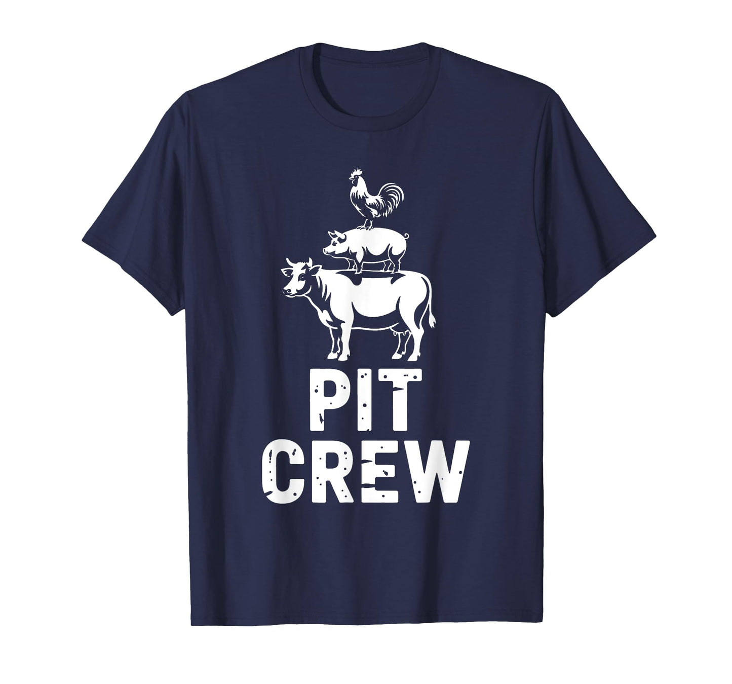 Pit Crew Funny BBQ Meat Stack Cow Pig Chicken Grilling T-Shirt