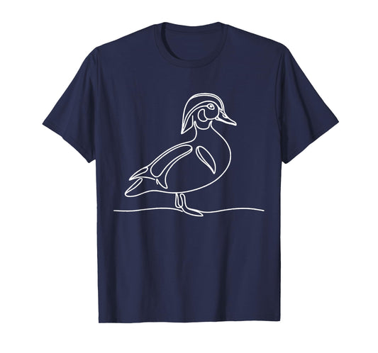Line Art Bird & Ornithologist Wood Duck T-Shirt