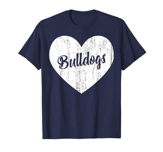 Bulldogs School Sports Fan Team Spirit Mascot Heart Gift T-Shirt