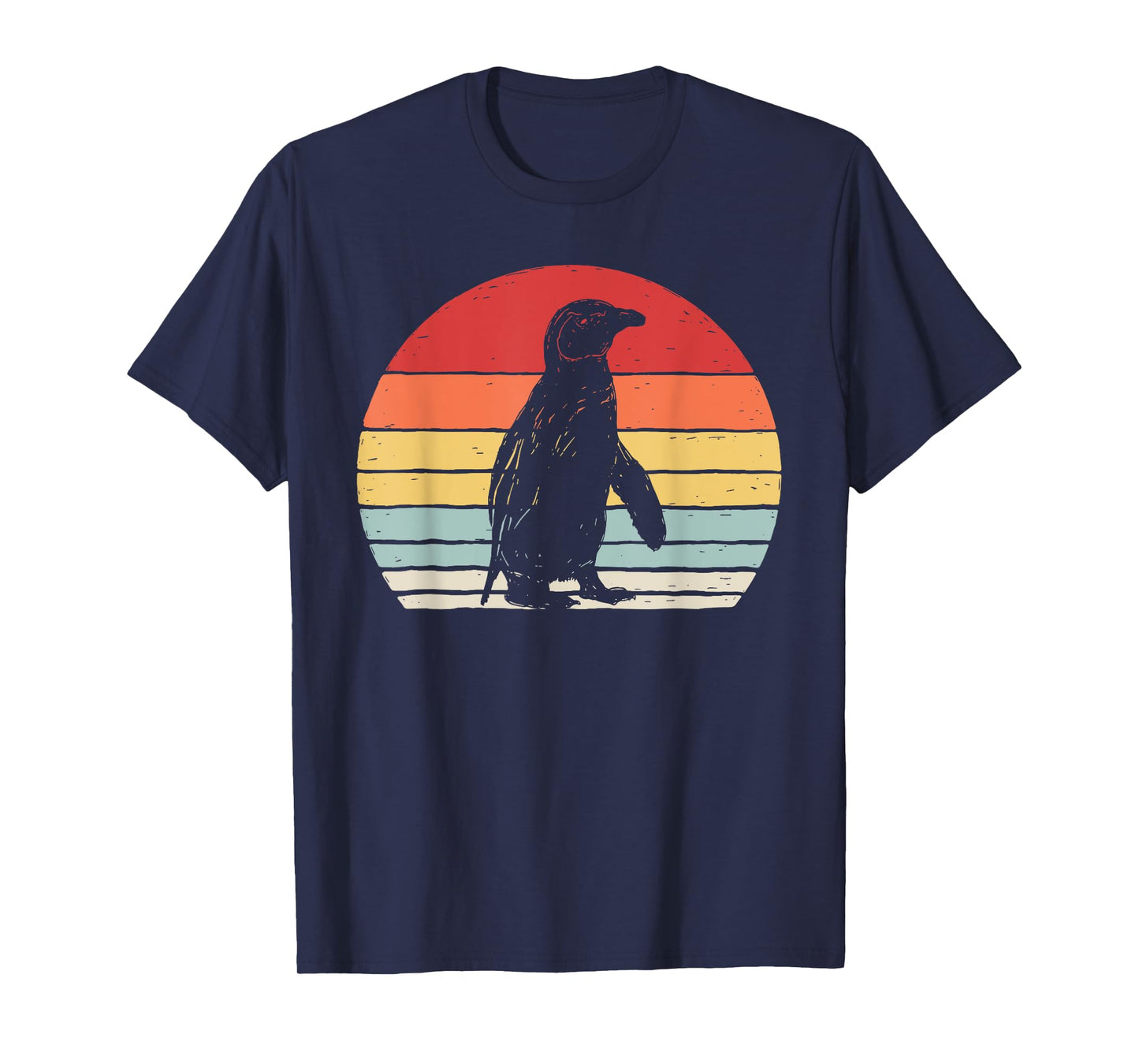 Catch Some Rays Vintage Retro African Penguin Cape Penguin Unisex-Adults Black Short Sleeve T-Shirt