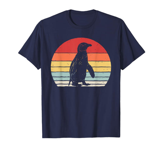 Catch Some Rays Vintage Retro African Penguin Cape Penguin Unisex-Adults Black Short Sleeve T-Shirt