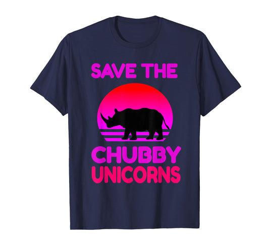 Save The Chubby Unicorns Retro Style Rhino T-Shirt