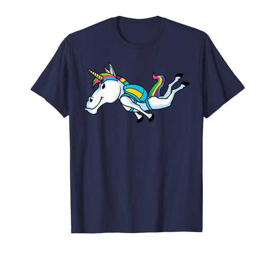 Funny Unicorn Sports Skydiving Magical Parachuting Skydiver T-Shirt