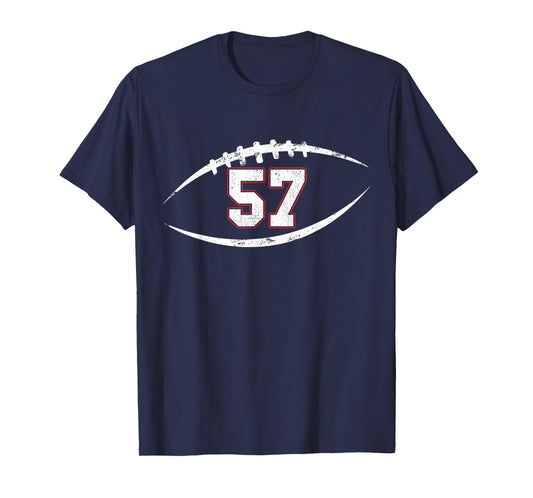 57 Number Vintage Football Player 57 Lucky Number Birthday T-Shirt