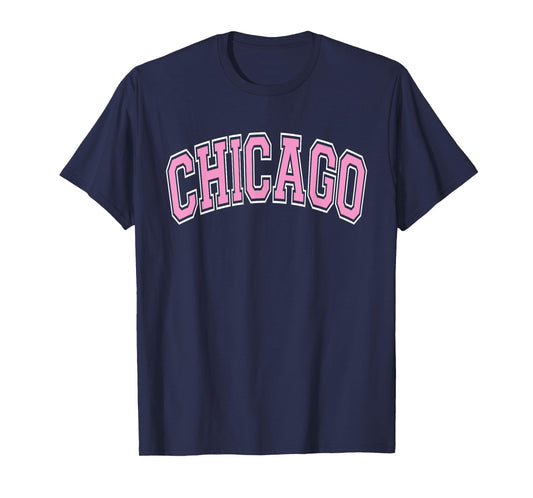 Chicago Arched Pink Text T-Shirt