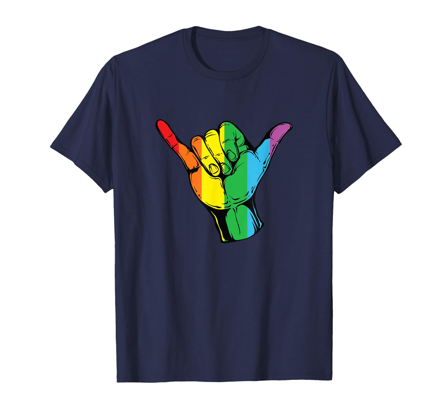 Gay Shaka Hand Sign Shirt Pride Month LGBT Flag Colors Shirt