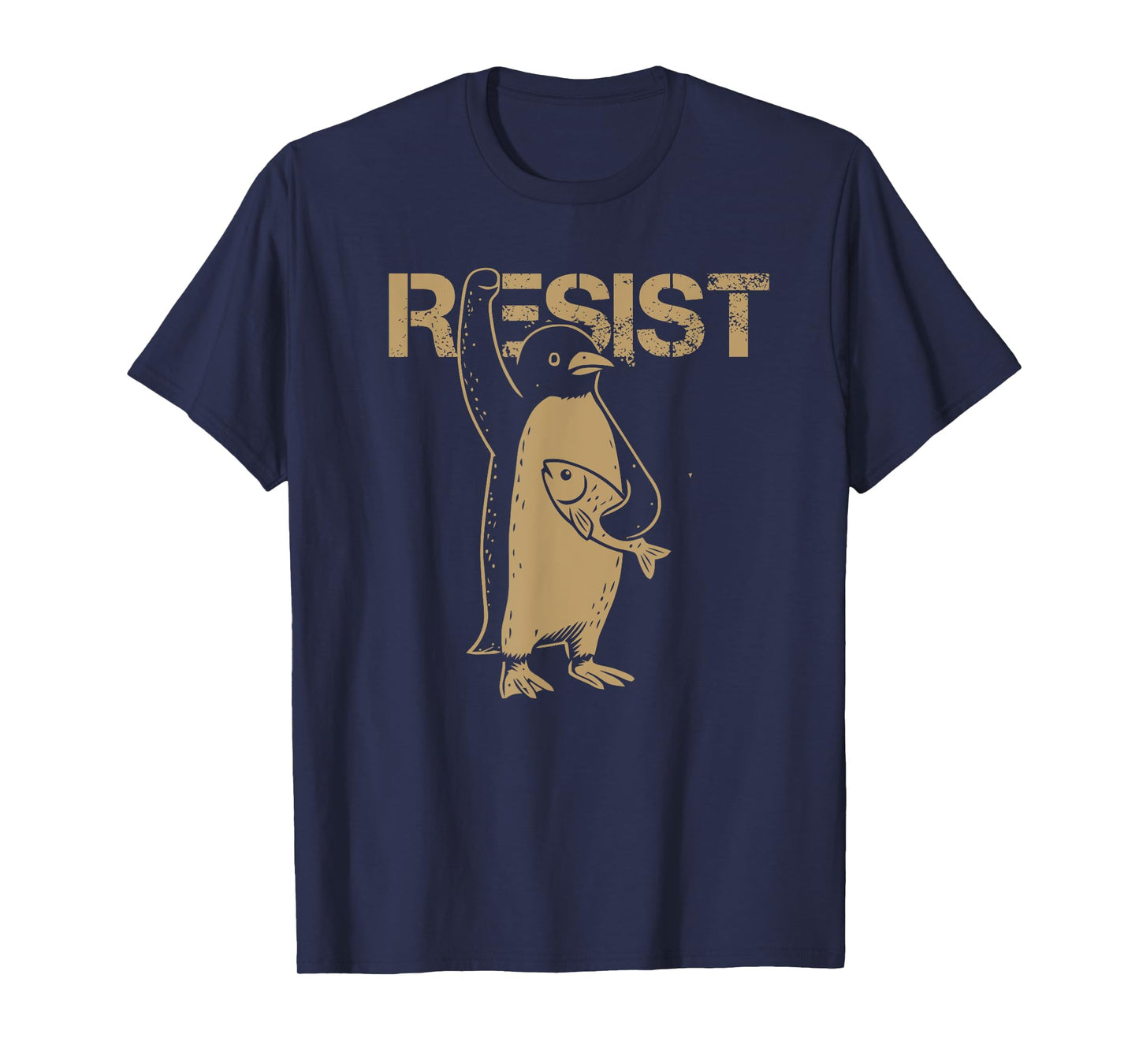 vintage Resist Penguin Fish Protest Activism Humor T-Shirt