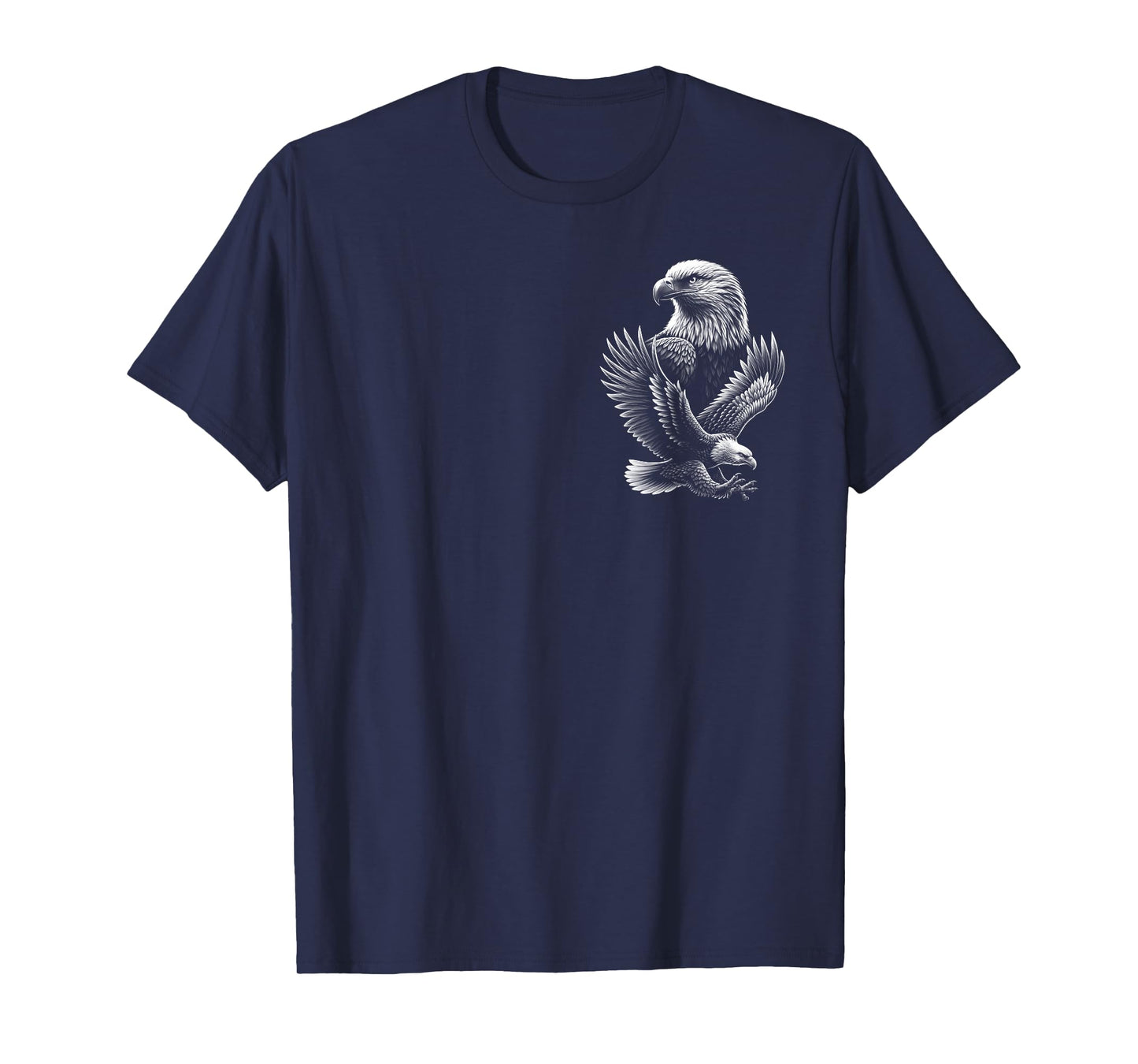 Cool Eagle in Flight and Proud Pose Portrait on Chest T-Shirt