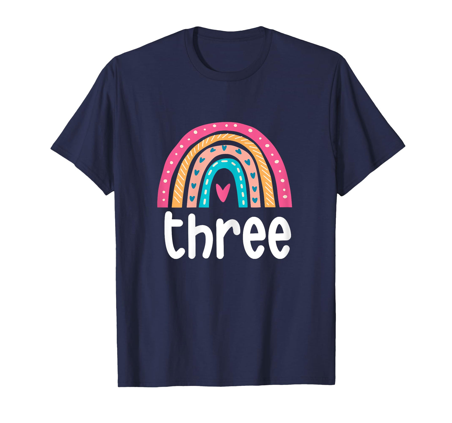 Girls 3rd Birthday Boho Rainbow Three 3 Years Old Birthday T-Shirt