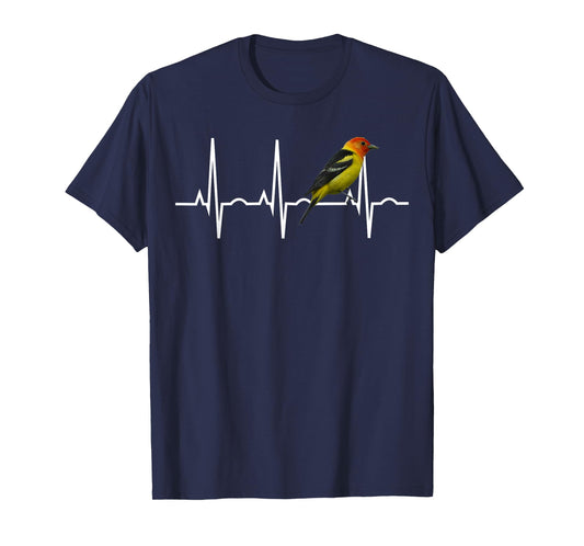 Western Tanager Shirt Songbird Heartbeat Birder Gift T-Shirt T-Shirt