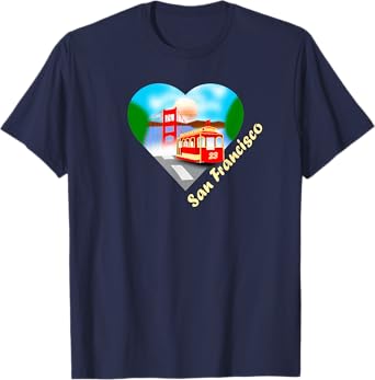 San Francisco Heart with trolley and Golden Gate T-Shirt