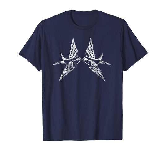 Vintage Two Birds Flying - Distressed Retro Bird Tee T-Shirt