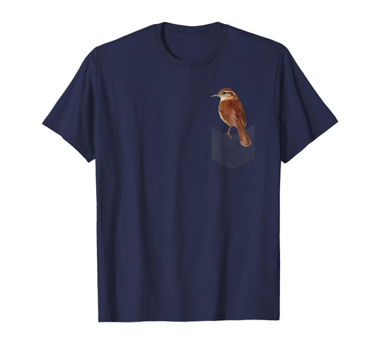 Carolina wren bird on fake pocket on chest T-Shirt