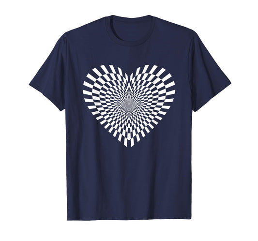 Cool Crazy Retro Valentine Sweet Heart Cute Fun Optical Art T-Shirt