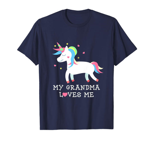 My Grandma Loves Me Cute Girl Unicorn Granddaughter Gift T-Shirt