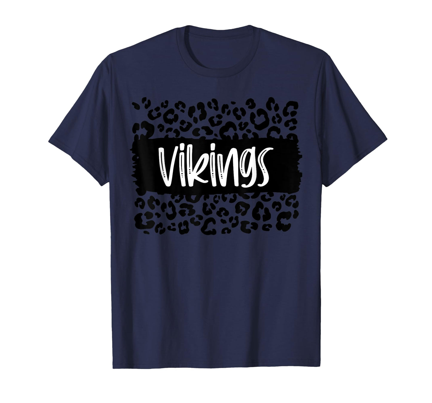 Vikings Team Mascot School Spirit Game Night Leopard Print T-Shirt