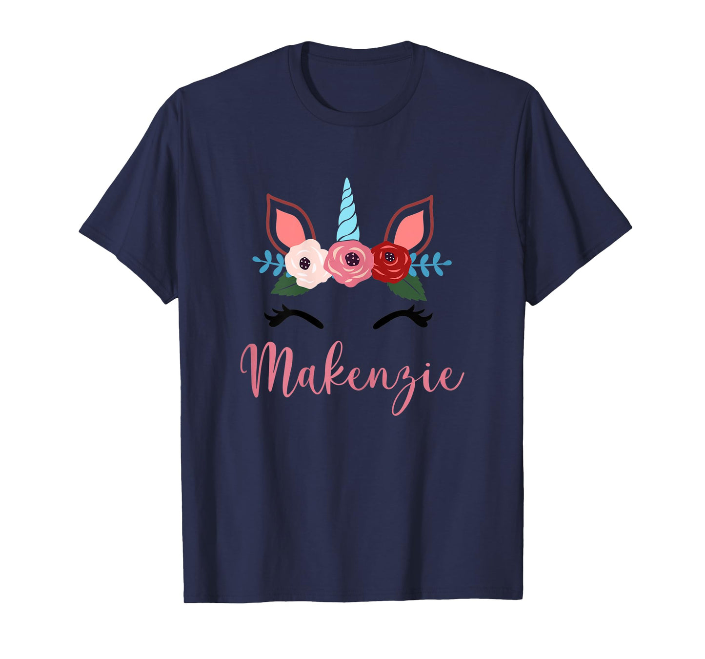 Cute Makenzie Magical Floral Unicorn For Girls T-Shirt