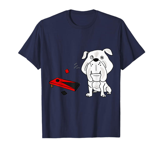 Smileteeshob Funny Bulldog Playing Cornhole Toss Tailgating T-Shirt