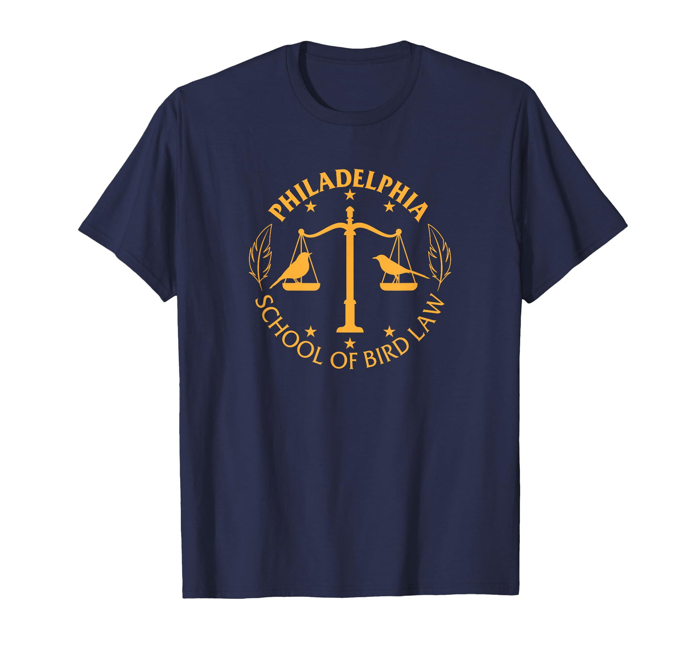 DARIBO Men's Black Short Sleeve Modern T-Shirt, Small, School Humor, Philadelphia School of Bird Law