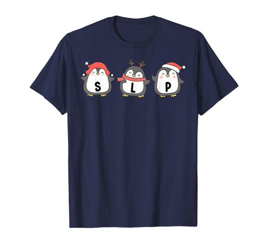 Cute Penguins SLP Christmas Speech Language Pathologist T-Shirt
