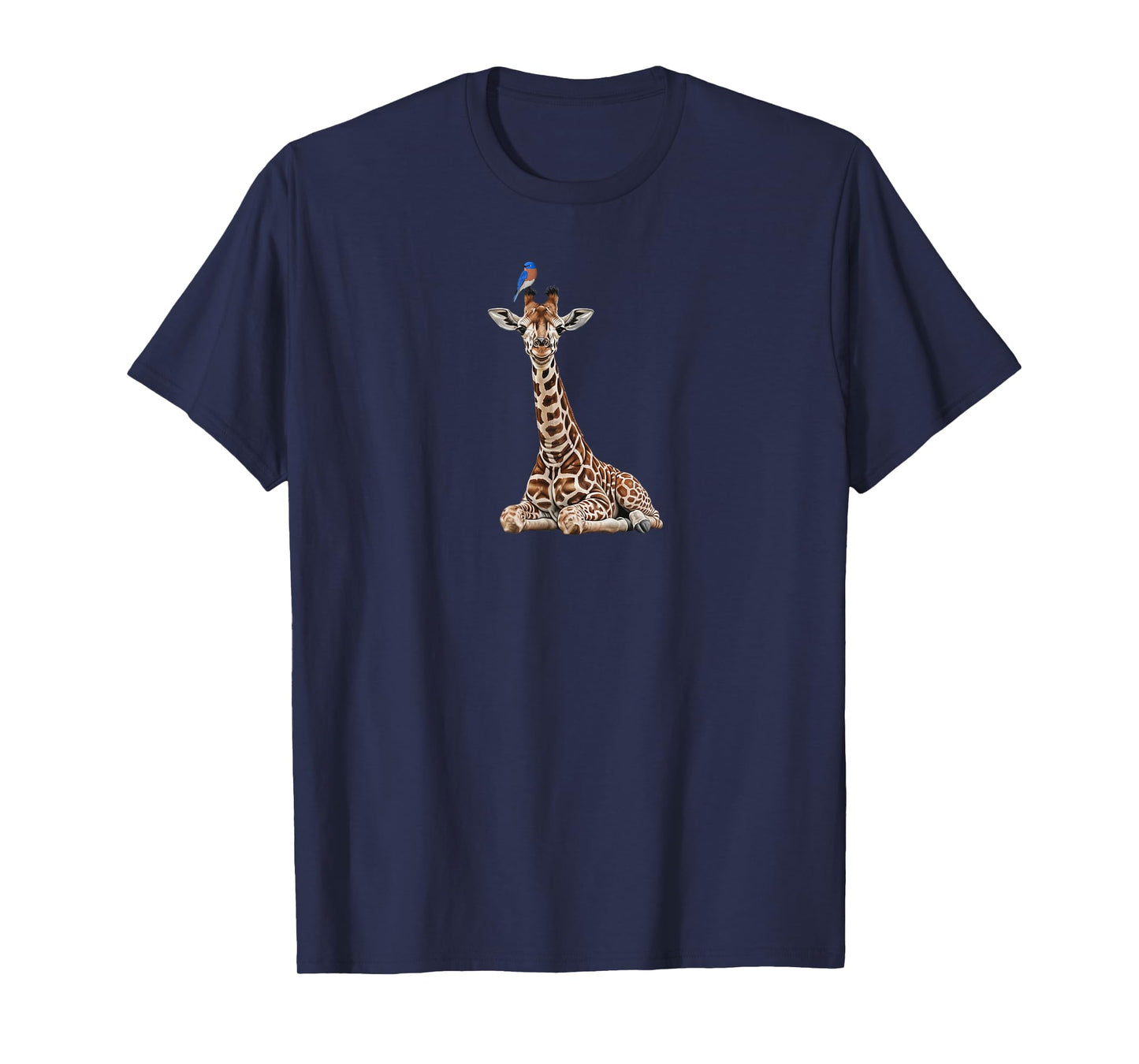 Giraffe with Bluebird Bird Animal Lover Biologist T-Shirt