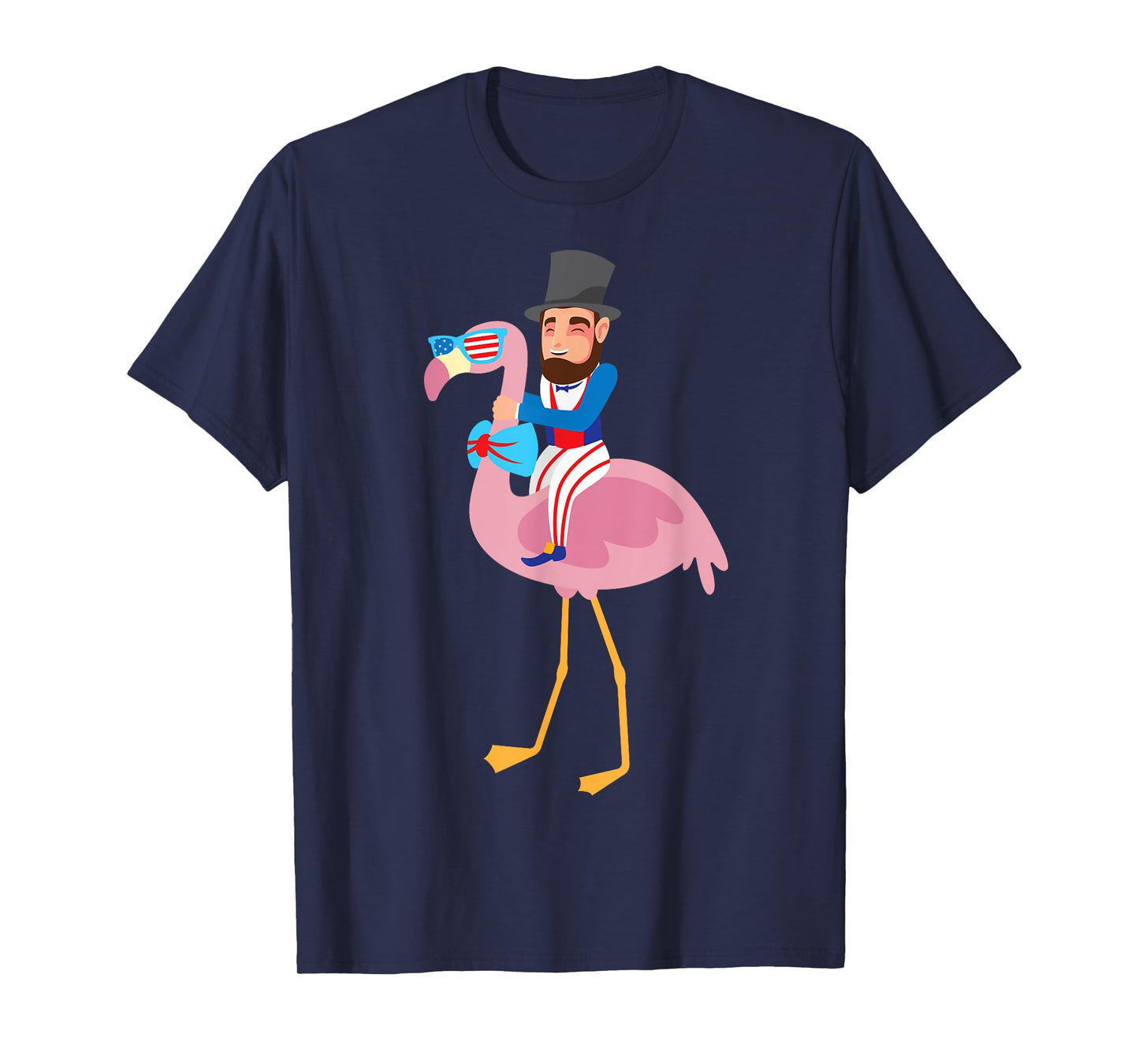 Abraham Lincoln Flamingo 4th Of July American Flag Gift T-Shirt