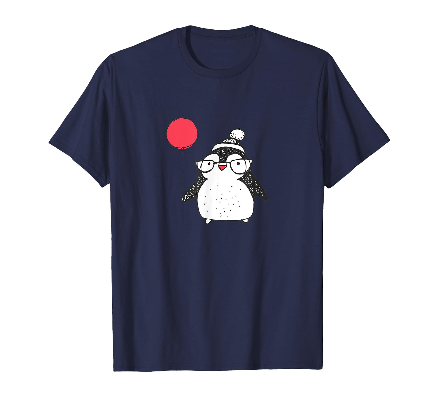 Kids Cute Christmas Baby Penguin Red Balloon Eyeglasses T-Shirt