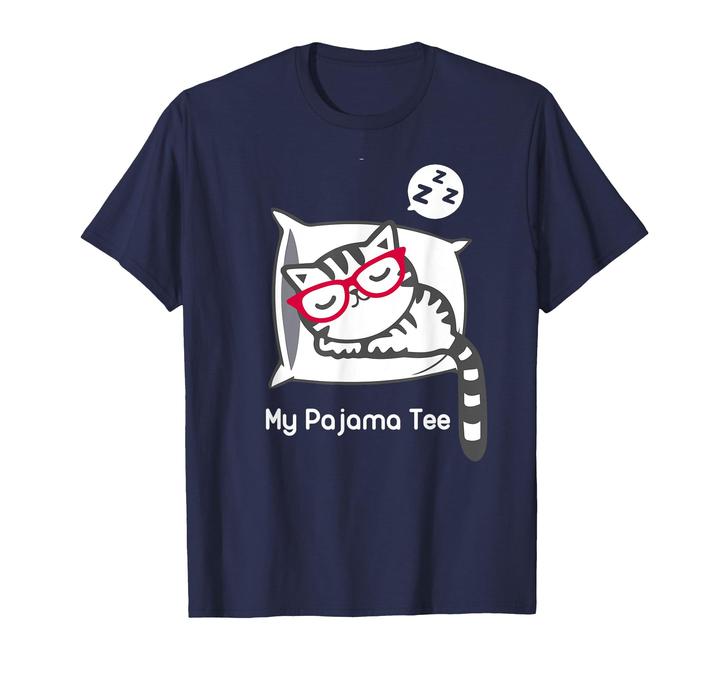 Cat Pajama Shirt Cute Sleeping Kitty with Glasses Pj T Shirt T-Shirt