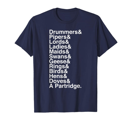 12 Days of Christmas Helvetica List T-Shirt