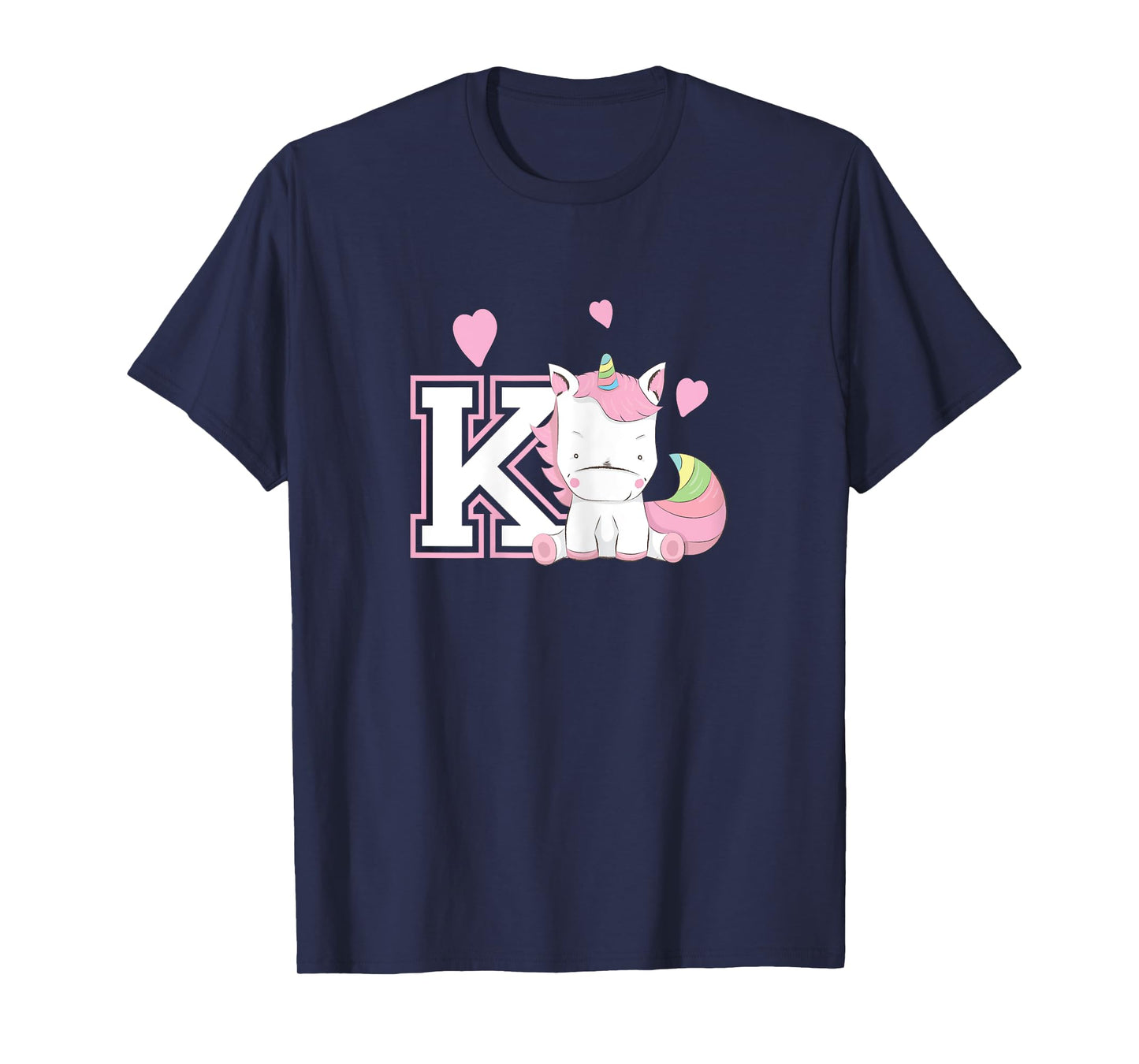 Letter K Monogram T-Shirt Girls Unicorn Gift Tee T-Shirt