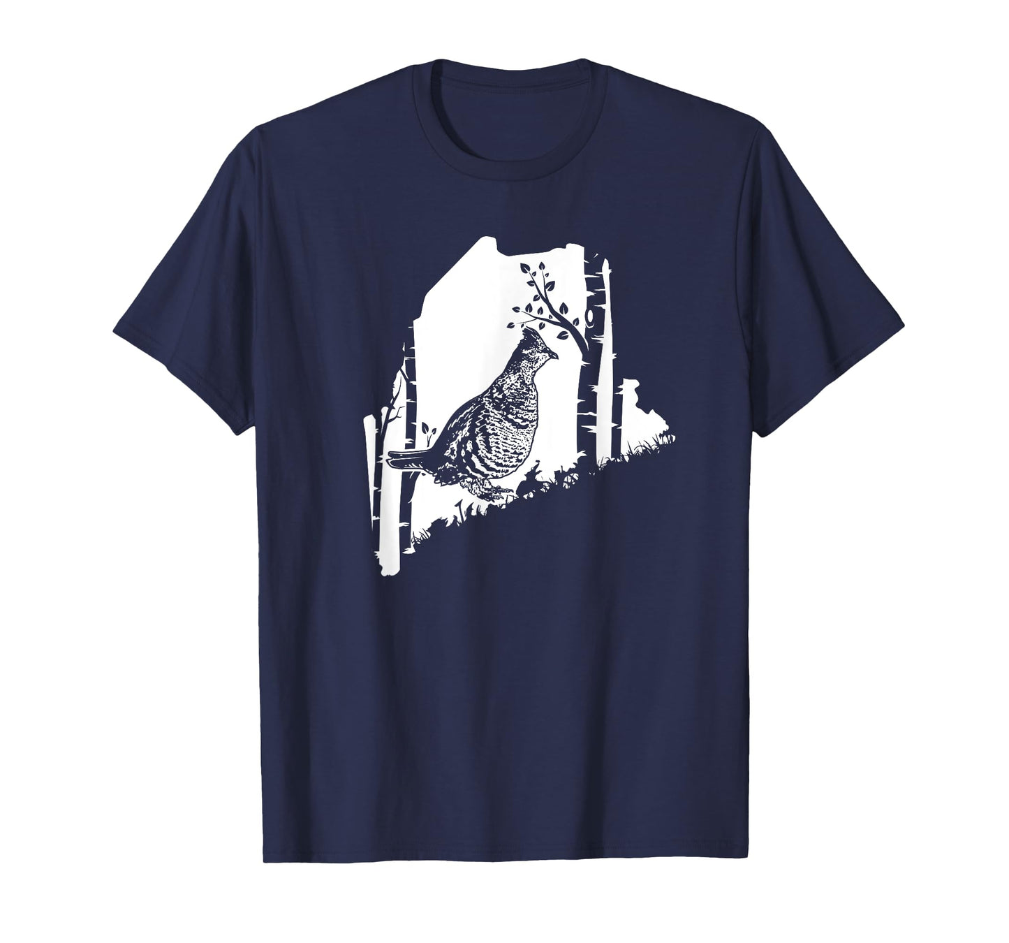Hunting Partridge Grouse- Maine map Bird Hunter T-Shirt