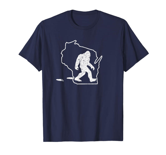 Wisconsin State Pride Vintage Bigfoot Hunter T Shirt