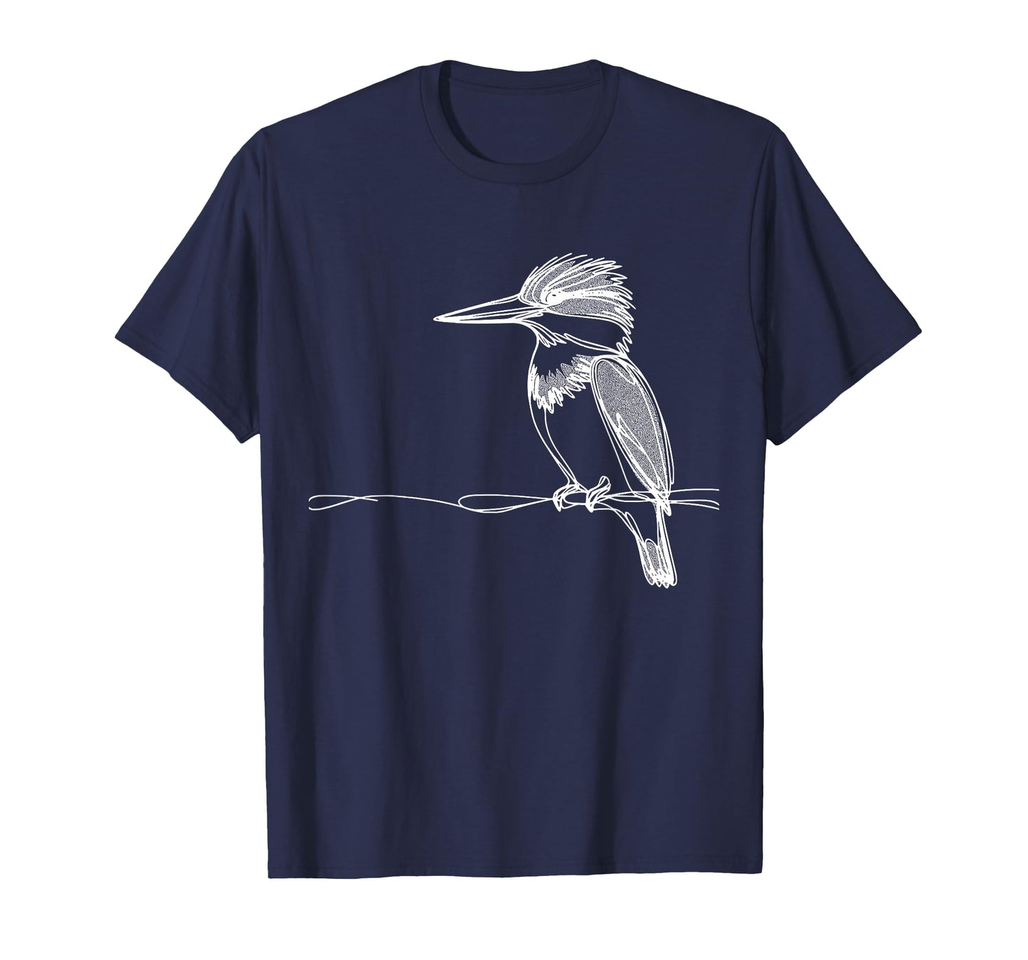 Line Art Bird & Ornithologist Belted Kingfisher T-Shirt