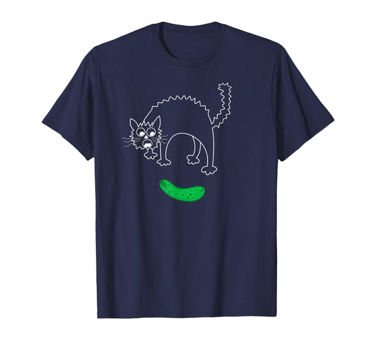 Freaked Out Cat Cucumber Scared Cat Pickle T-Shirt