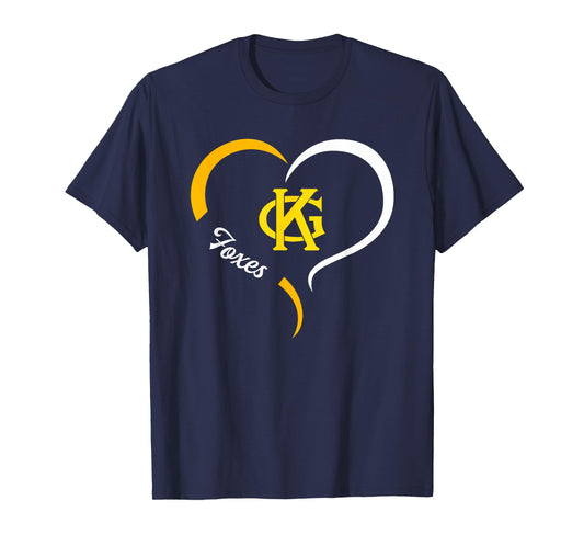 King George Foxes Logo Half Heart Slogan HS T-Shirt