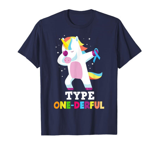 Funny Diabetic Type 1 Diabetes T1D Type One-Derful Unicorn T-Shirt