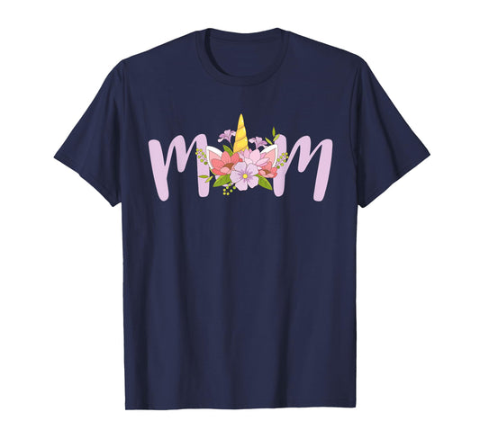 Mom Unicorn Floral Birthday Matching T-Shirt