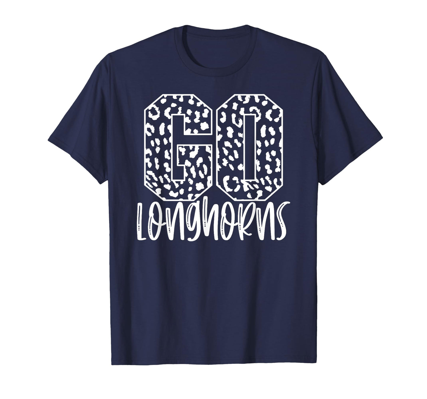 Longhorns Team Mascot School Spirit Game Night Leopard Print T-Shirt