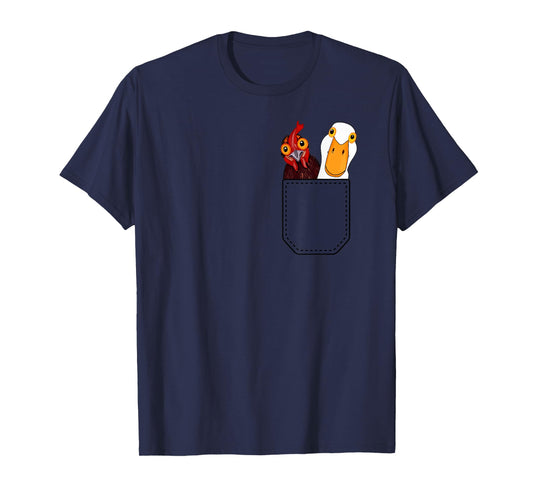 Cute Chicken and Duck in a Pocket. Chicken Farmers Animal T-Shirt