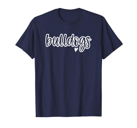 Cute Bulldogs Script Game Mascot Day - Matching Team Color T-Shirt