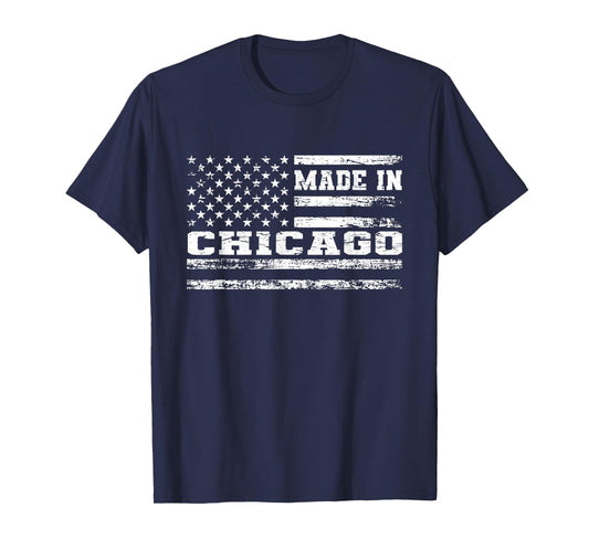 Made In Chicago Vintage US Flag T-Shirt