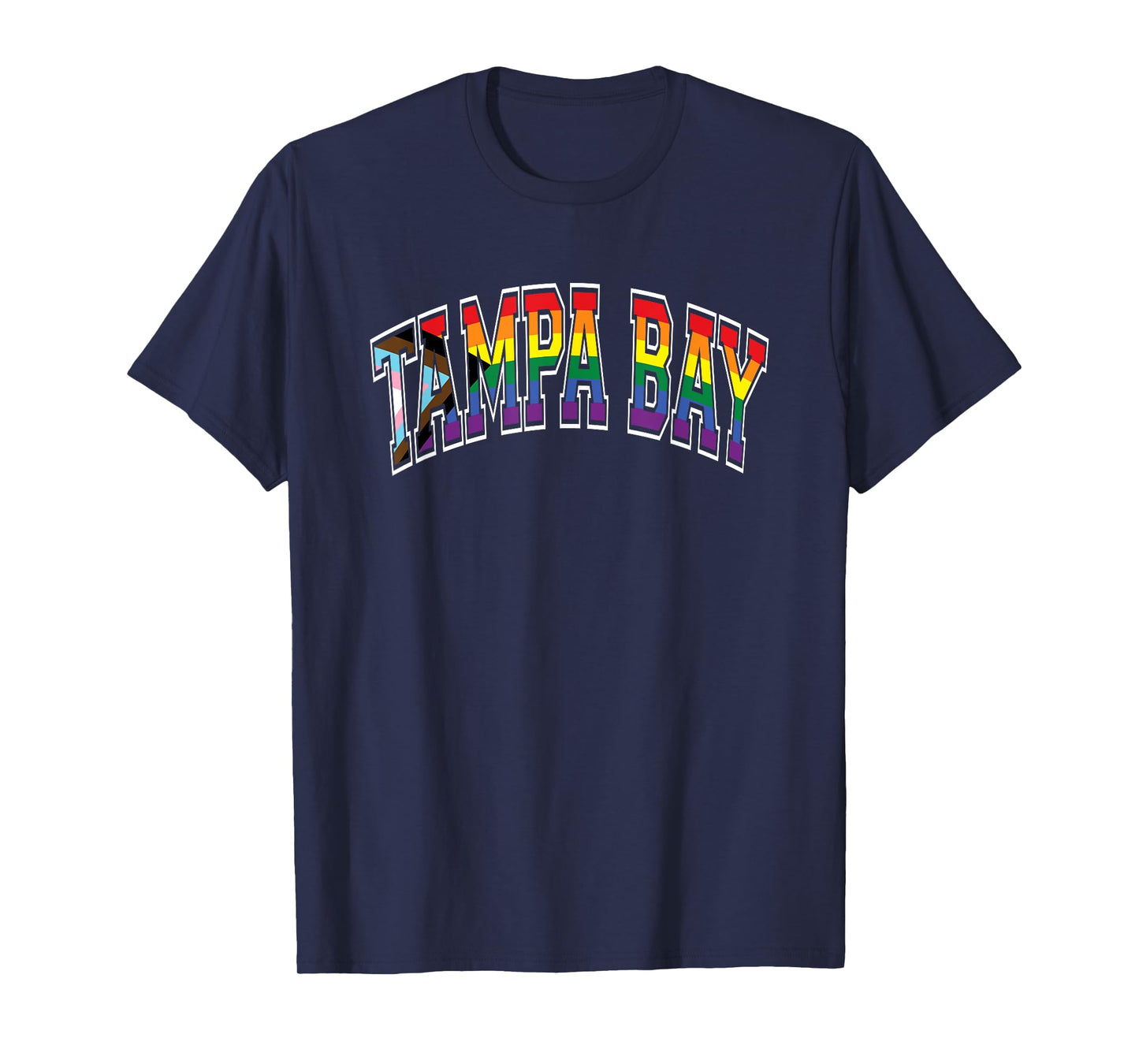 Tampa Bay Arched Text Progress Pride Pattern T-Shirt