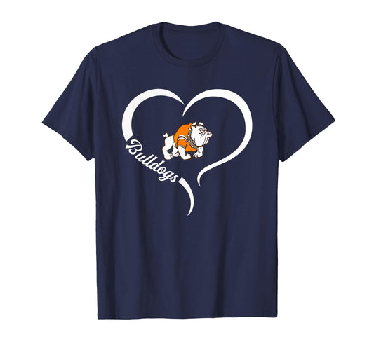 Heath Bulldogs Logo Half Heart Slogan HS T-Shirt