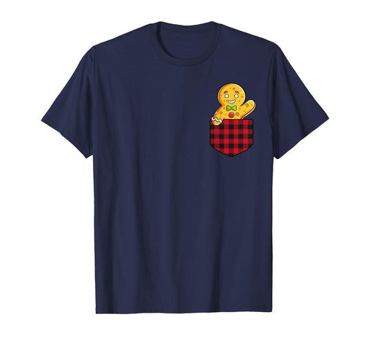 Gingerbread Man In Pocket Funny Christmas Cookie Boys Girls T-Shirt