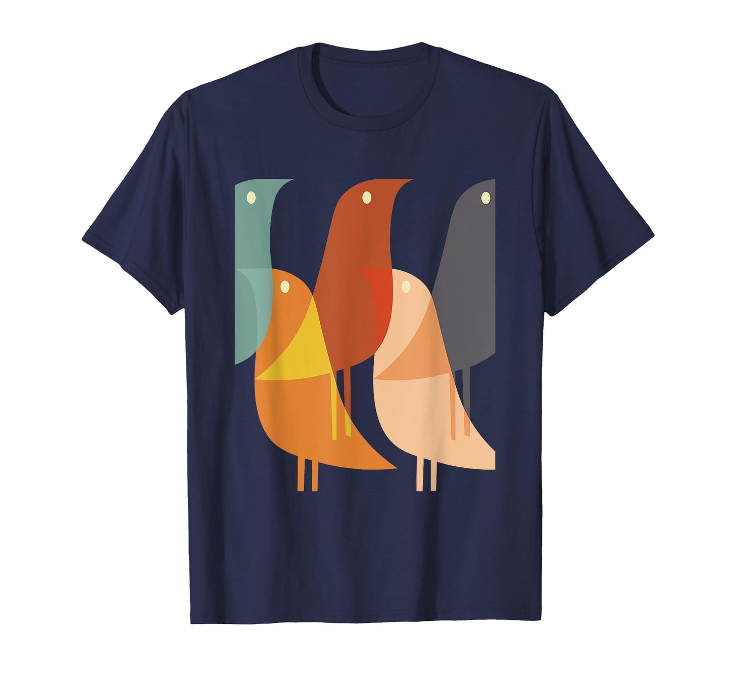 Geometric Bird Print Cool Retro 60s Style 70s Hippy Pattern T-Shirt