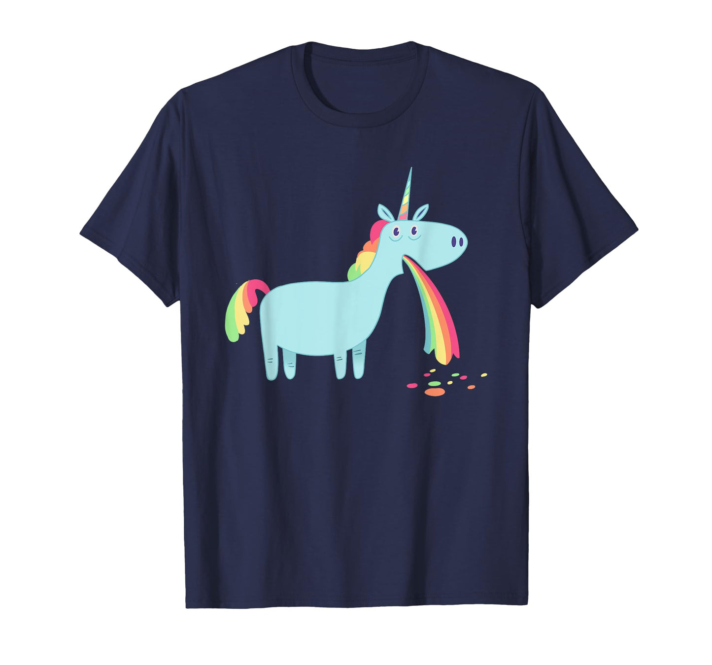 Unicorn vomiting rainbow spew graphic t-shirt T-Shirt