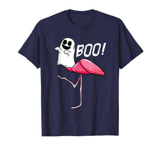 Boo Ghost Flamingo Lazy DIY Halloween Costume Funny Animal T-Shirt