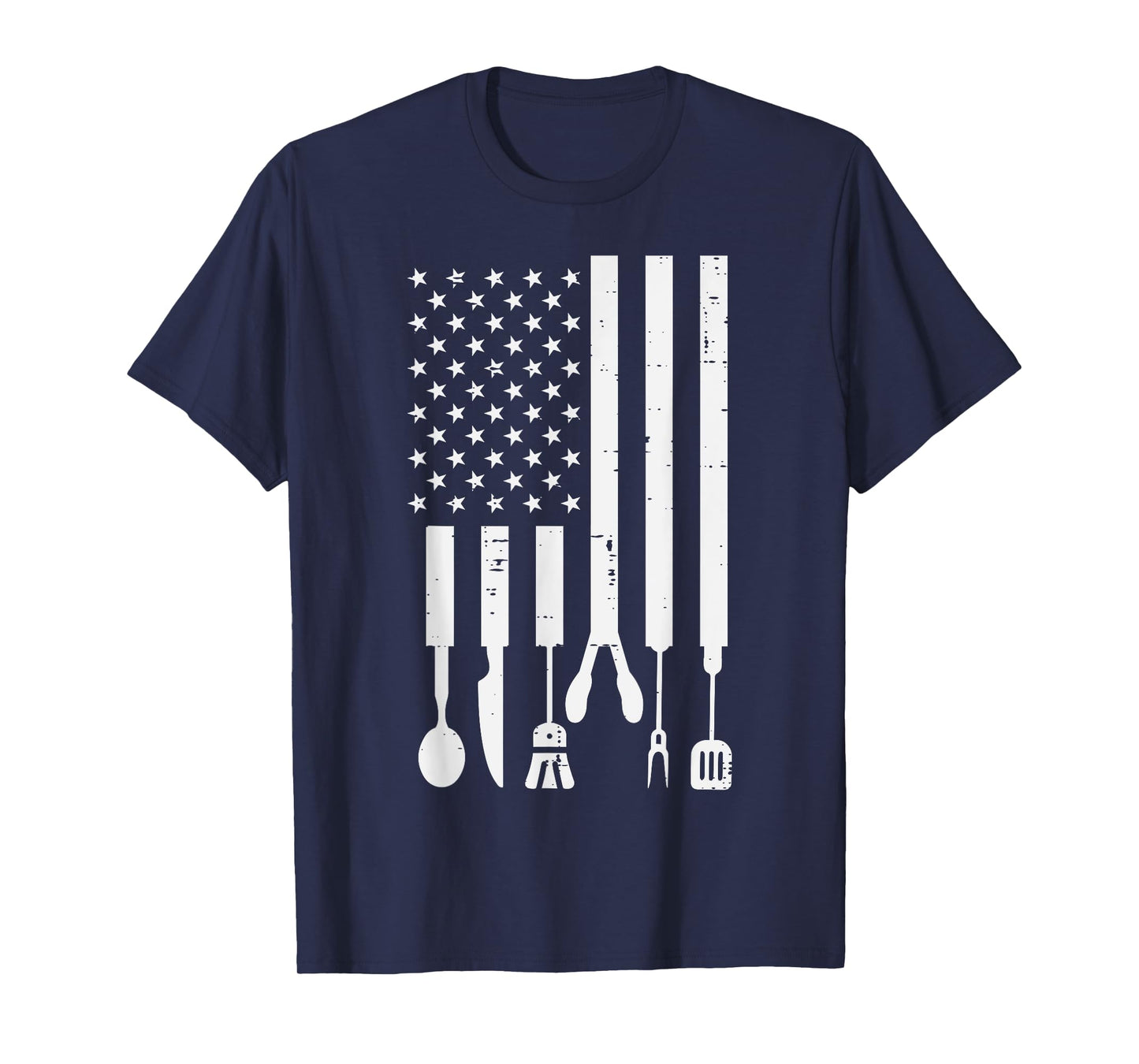 White US Flag Bbq Tools Vintage Grilling Smoking Patriotic T-Shirt