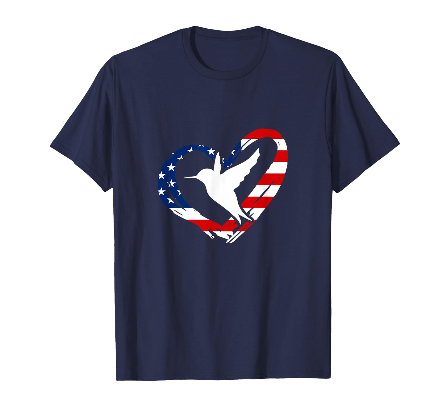 Hummingbird American Flag Heart USA 4th Of July T-Shirt