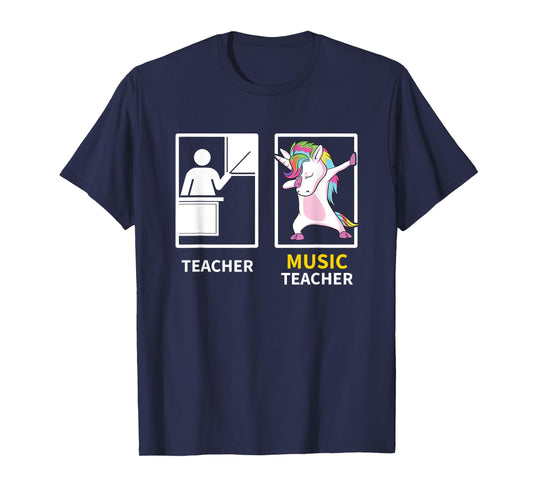 Dabbing Unicorn Music Teacher Gift T-Shirt for Men Women Girls Kids